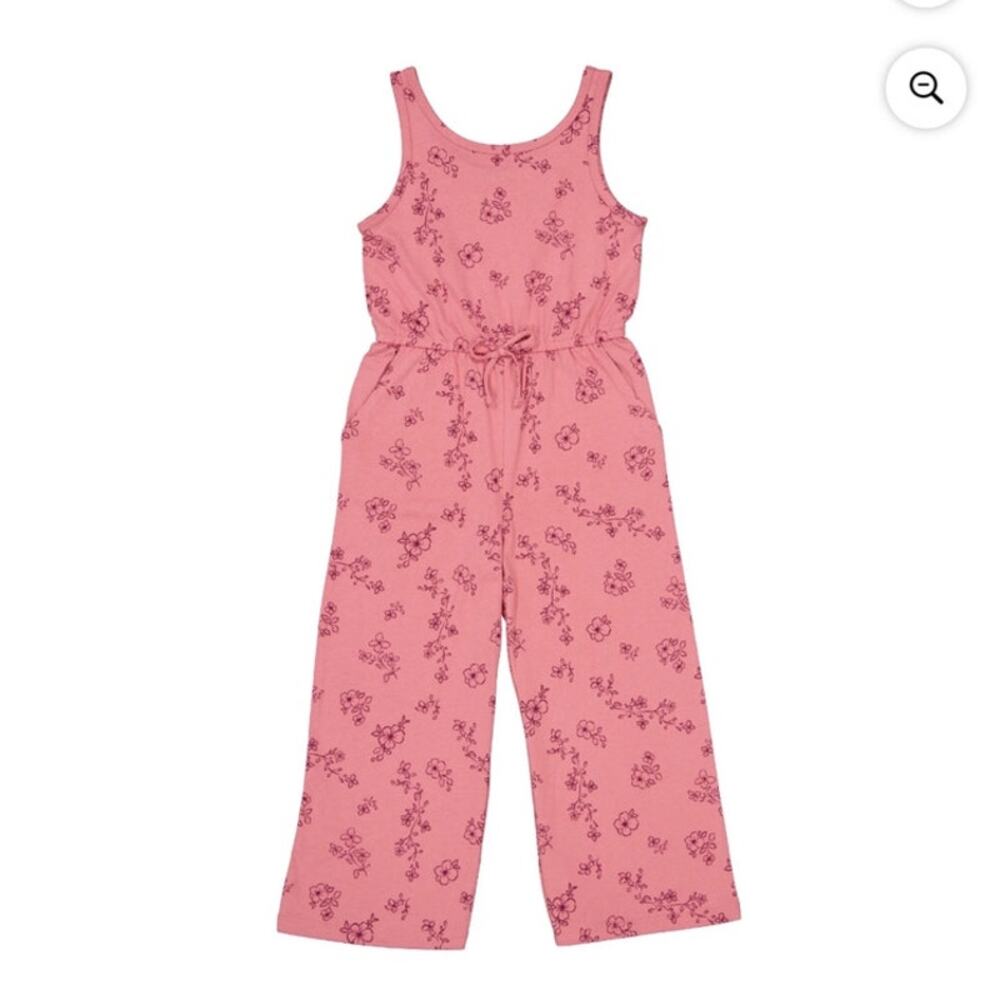 Wonder‎ Nation Wide Leg Jumpsuit, Size Medium 7/8 Coral Petals Sleeveless NWT